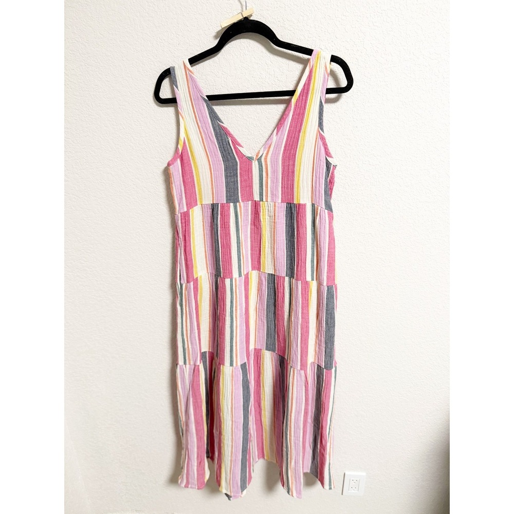 Marine Layer Womens Corinne Maxi Dress Sleeveless V Neck Multi Stripe Small - Picture 4 of 8